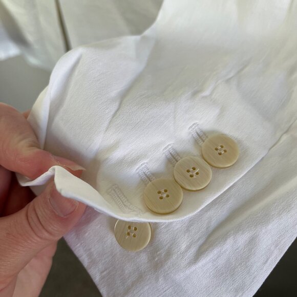 Theory Womens White Minimalist Linen Blend Blazer Size 4 Eco Crunch Wash - Picture 8 of 9